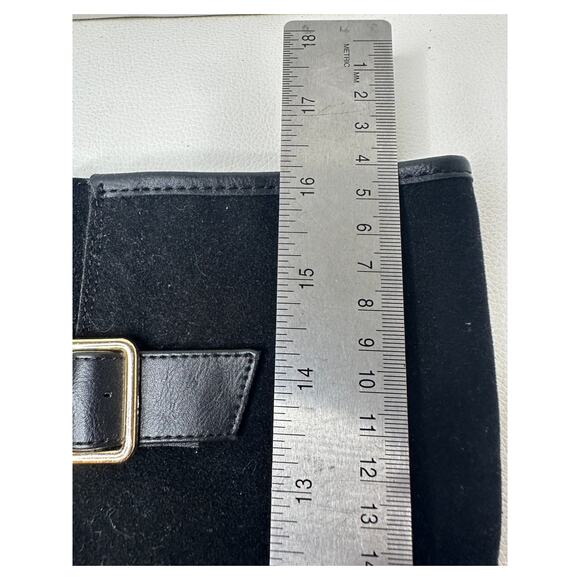 Black Size 9.5 Black Raelynn Faux Suede Buckled Block Heel Knee High Fall Boot - Picture 10 of 14